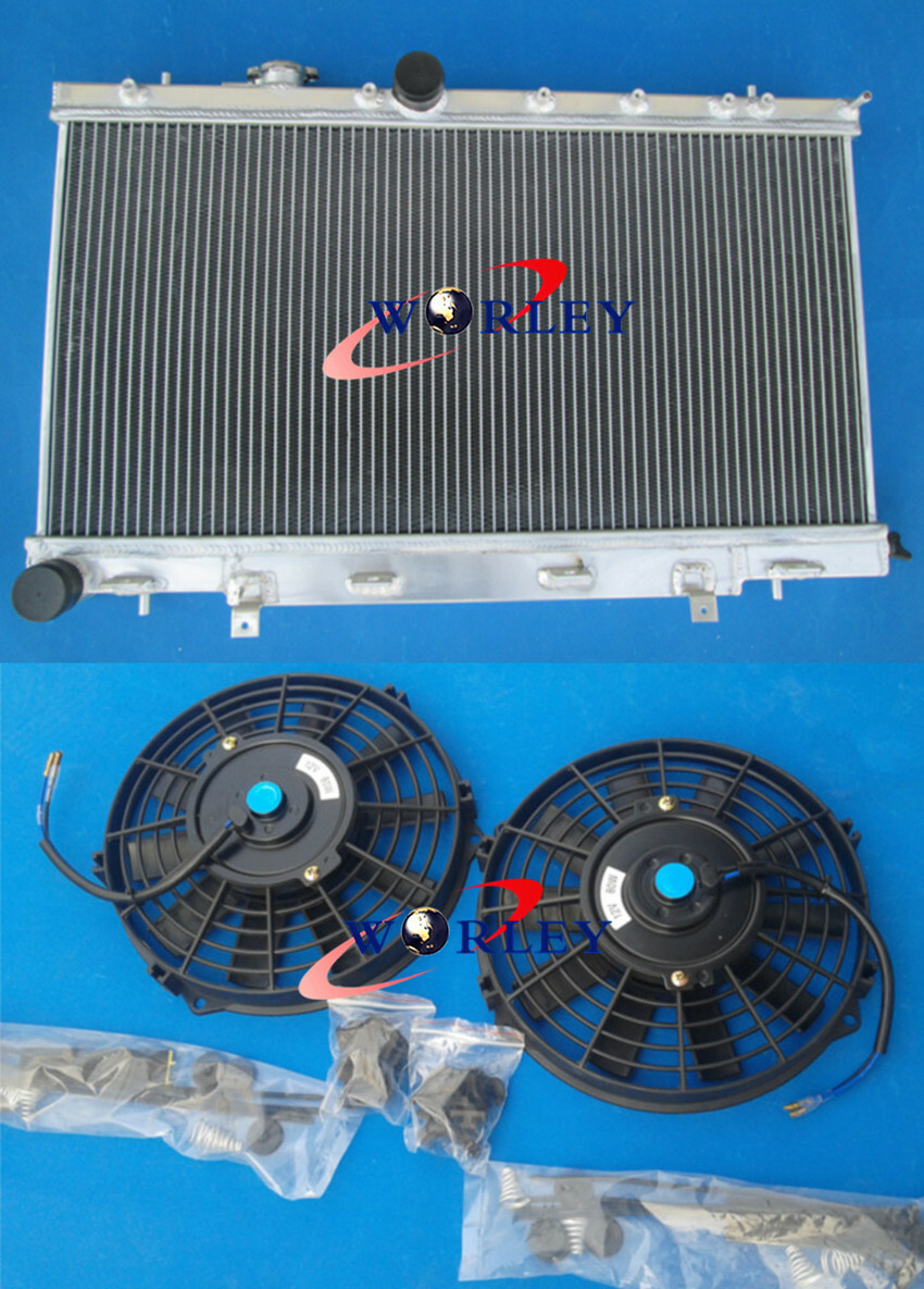44 mm aluminum radiator + shroud + fans for Subaru WRX STI GD GDA GDB 2001-2007 - Image 2