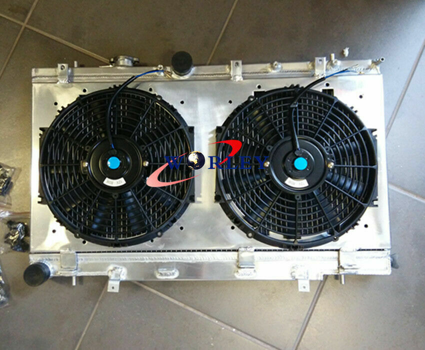 44 mm aluminum radiator + shroud + fans for Subaru WRX STI GD GDA GDB 2001-2007